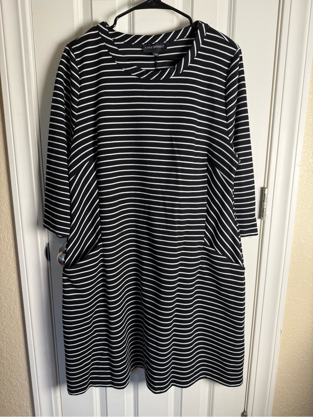 Lane Bryant Black and White Striped Shift Dress